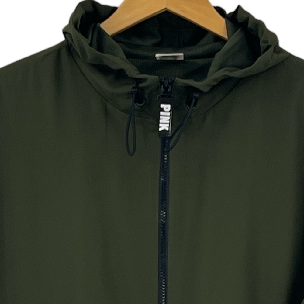 VS PINK Anorak Olive Green Rain Wind Breaker Jacket XS/S Full Zip Hood - Picture 5 of 10